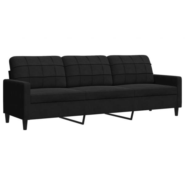 3-Sitzer-Sofa Schwarz 210 cm Samt