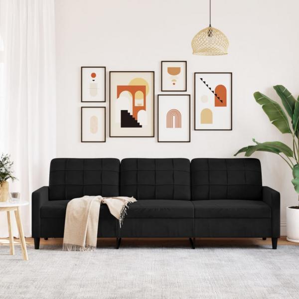 3-Sitzer-Sofa Schwarz 210 cm Samt