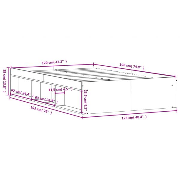 Bettgestell Braun Eichen-Optik 120x190 cm