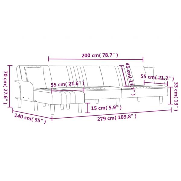 Schlafsofa in L-Form Hellgrau 279x140x70 cm Stoff