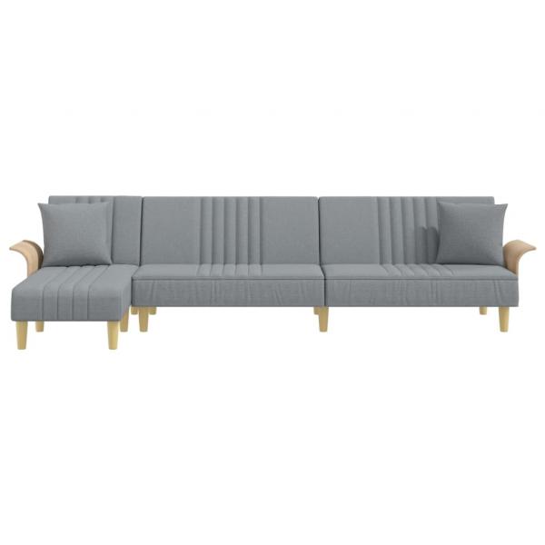 Schlafsofa in L-Form Hellgrau 279x140x70 cm Stoff