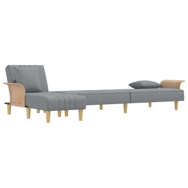 Schlafsofa in L-Form Hellgrau 279x140x70 cm Stoff