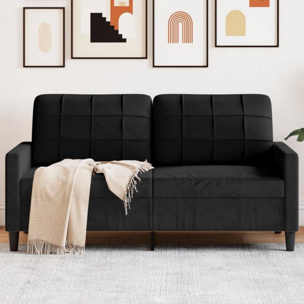 ARDEBO.de - 2-Sitzer-Sofa Schwarz 140 cm Samt