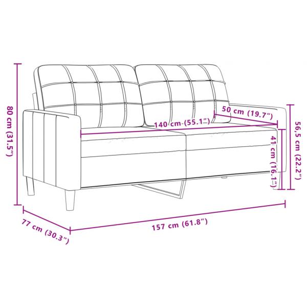 2-Sitzer-Sofa Schwarz 140 cm Samt