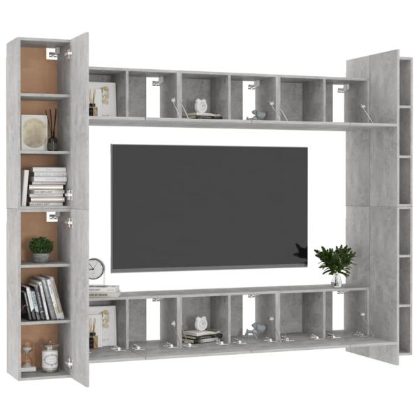 10-tlg. TV-Schrank-Set Betongrau Holzwerkstoff