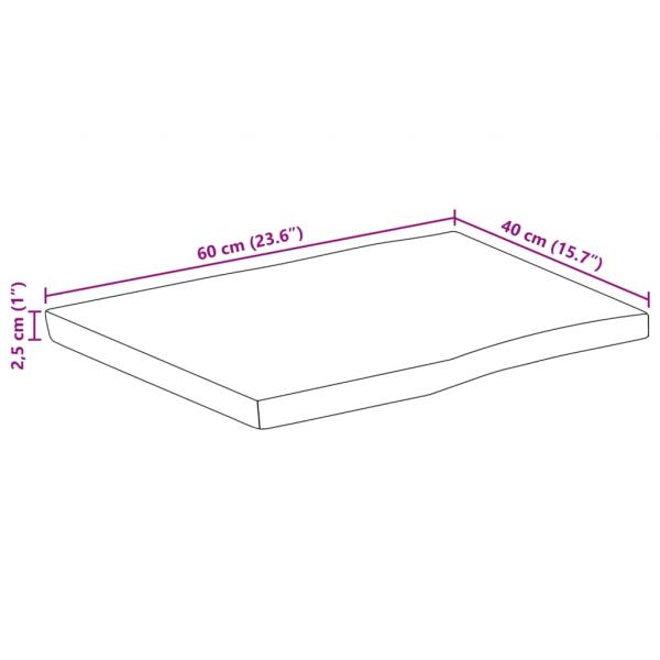 Tischplatte mit Baumkante 60x40x2,5 cm Raues Mango Massivholz