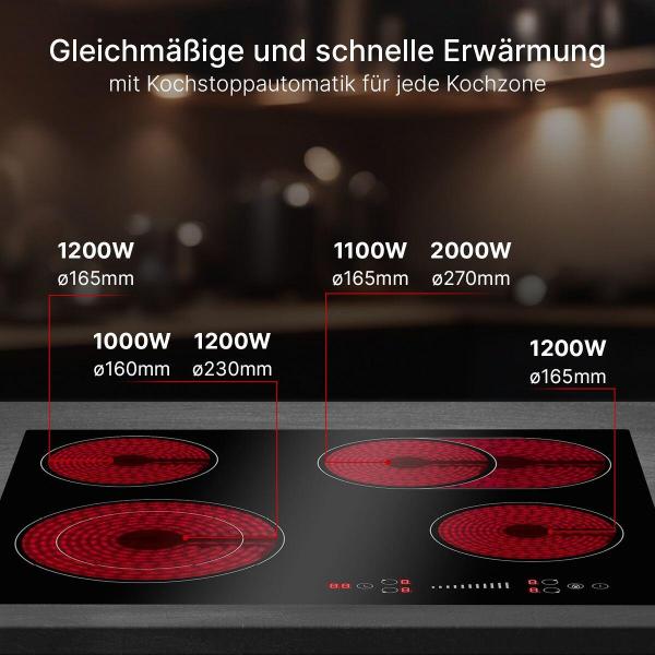 Bomann EBK 7941 Induktionskochfeld, 58 cm breit, 9 Leistungsstufen, Ankochautomatik, schwarz