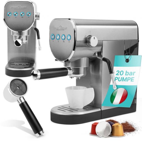 ARDEBO.de ProfiCook PC-ES-KA 1265 Espresso-Kaffeemaschine, 1360 W, 1 L Wassertank, Edelstahl