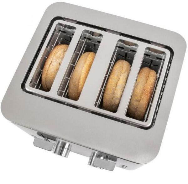 ProfiCook PC-TA 1252 Toaster, 4 Scheiben, 1500 W, Krümelschubladen, Edelstahl