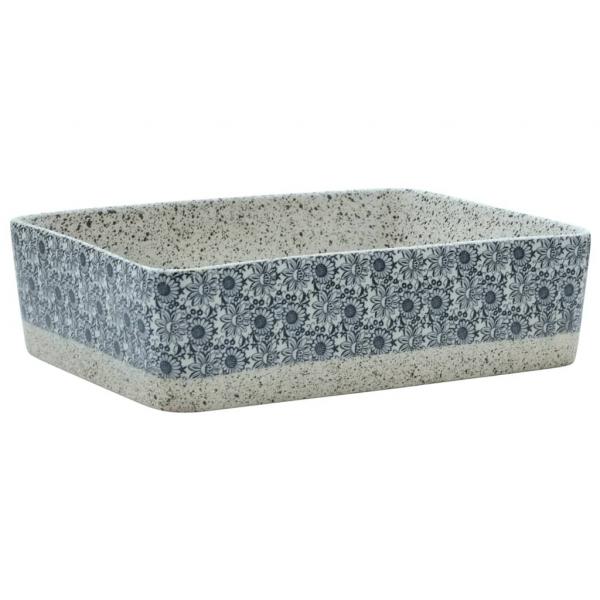 Aufsatzwaschbecken Grau Blau Rechteckig 46x35,5x13cm Keramik