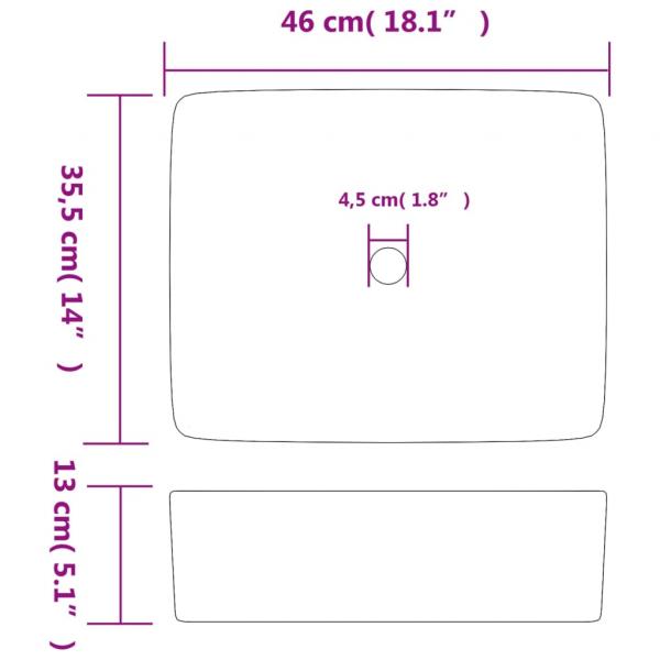 Aufsatzwaschbecken Grau Blau Rechteckig 46x35,5x13cm Keramik