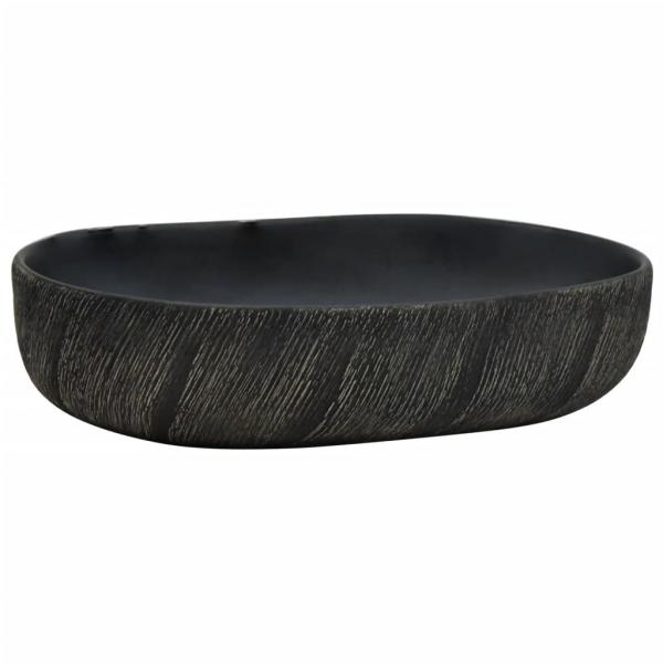 Aufsatzwaschbecken Schwarz Oval 59x40x14 cm Keramik