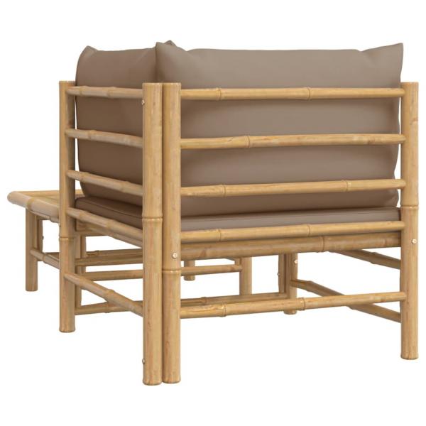 2-tlg. Garten-Lounge-Set mit Taupe Kissen Bambus