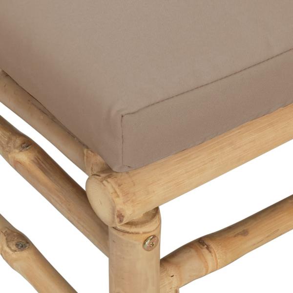 2-tlg. Garten-Lounge-Set mit Taupe Kissen Bambus