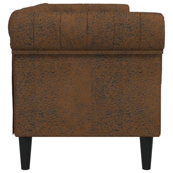 Chesterfield-Sofa 3-Sitzer Braun Stoff