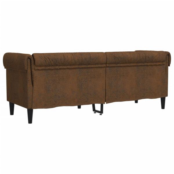 Chesterfield-Sofa 3-Sitzer Braun Stoff