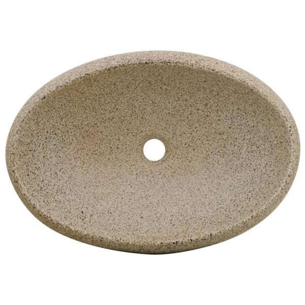 Aufsatzwaschbecken Sandfarben Oval 59x40x15 cm Keramik