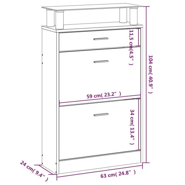 Schuhschrank Hochglanz-Weiß 63x24x104 cm Holzwerkstoff