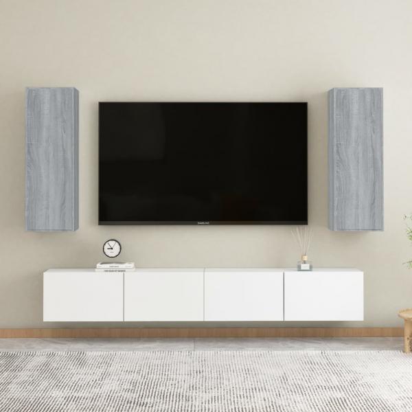 ARDEBO.de - TV-Schränke 2 Stk. Grau Sonoma 30,5x30x90 cm Holzwerkstoff