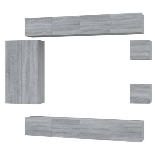 8-tlg. TV-Schrank-Set Grau Sonoma Holzwerkstoff