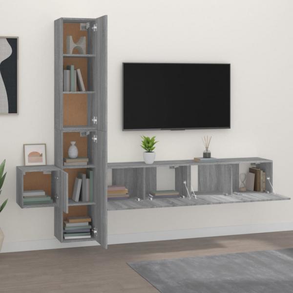 5-tlg. TV-Schrank-Set Grau Sonoma Holzwerkstoff