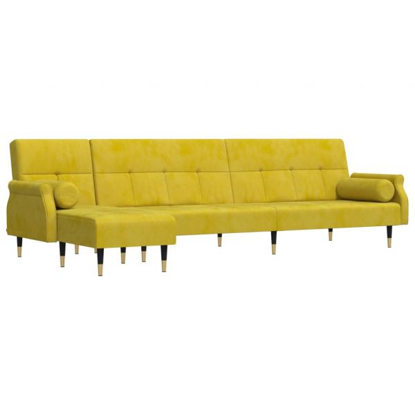 Schlafsofa in L-Form Gelb 271x140x70 cm Samt