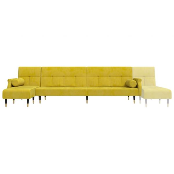 Schlafsofa in L-Form Gelb 271x140x70 cm Samt