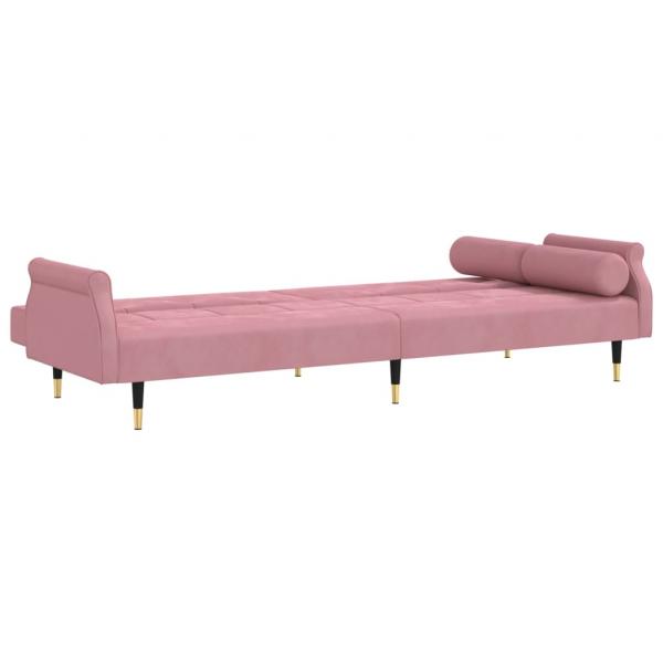 Schlafsofa mit Kissen Rosa Samt