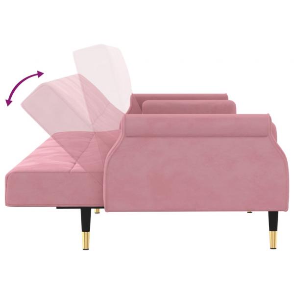 Schlafsofa mit Kissen Rosa Samt