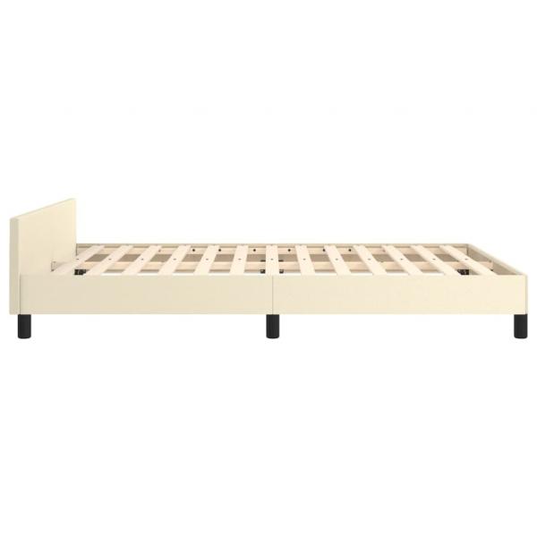 Bettgestell mit Kopfteil ohne Matratze Creme 140x190 cm