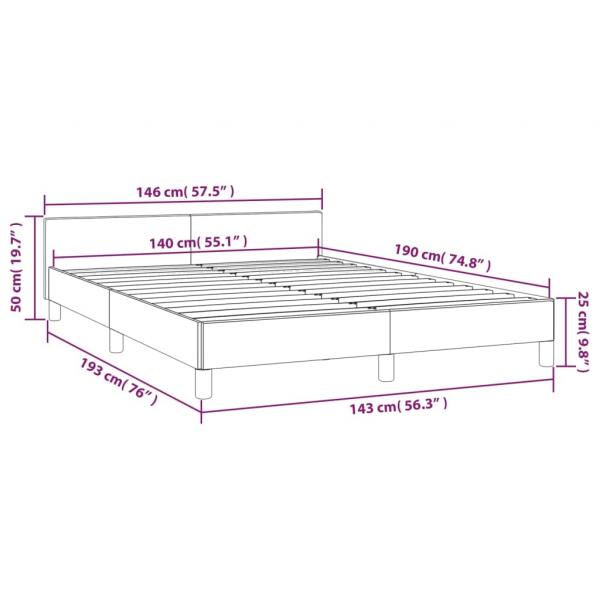 Bettgestell mit Kopfteil ohne Matratze Creme 140x190 cm