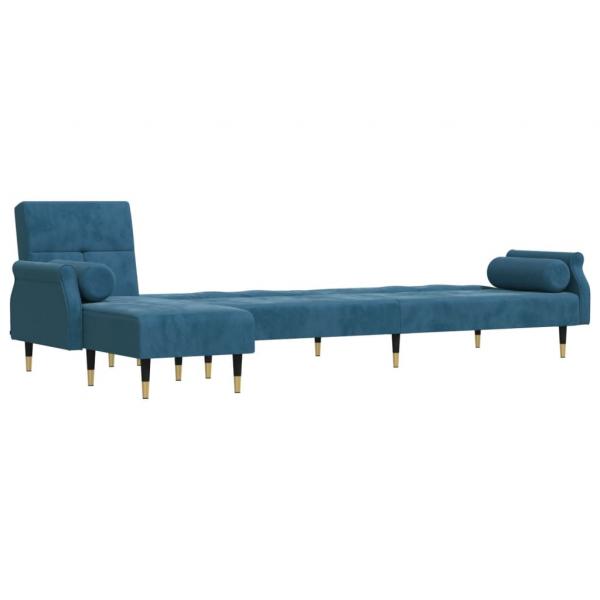 Schlafsofa in L-Form Blau 271x140x70 cm Samt