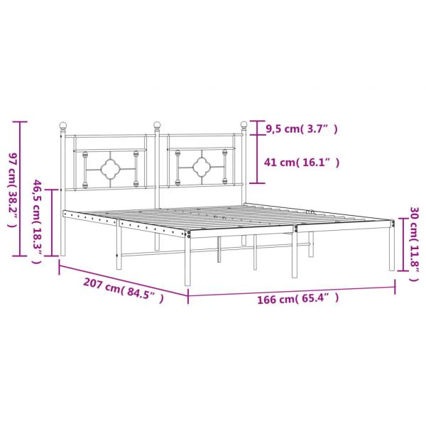 Bettgestell mit Kopfteil Metall Weiß 160x200 cm