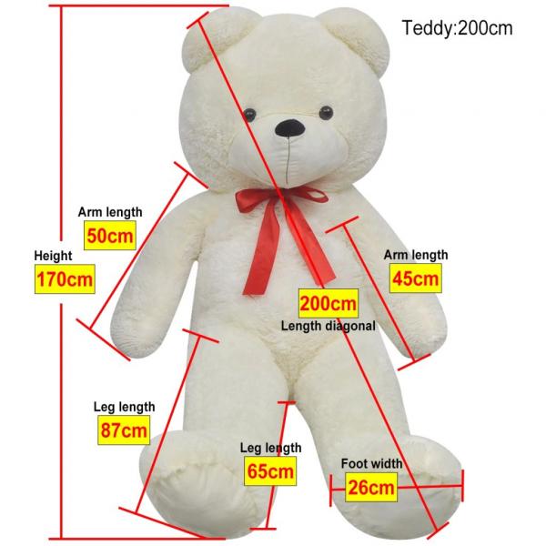 Teddybär Kuscheltier Plüsch Weiß 170 cm