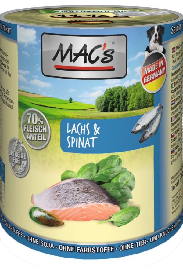 ARDEBO.de MACs Dog Lachs, Rind & Spinat 400g