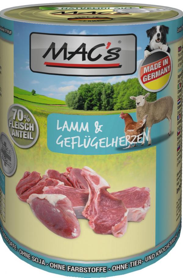 ARDEBO.de MACs Dog Lamm mit Geflügelherzen 400g