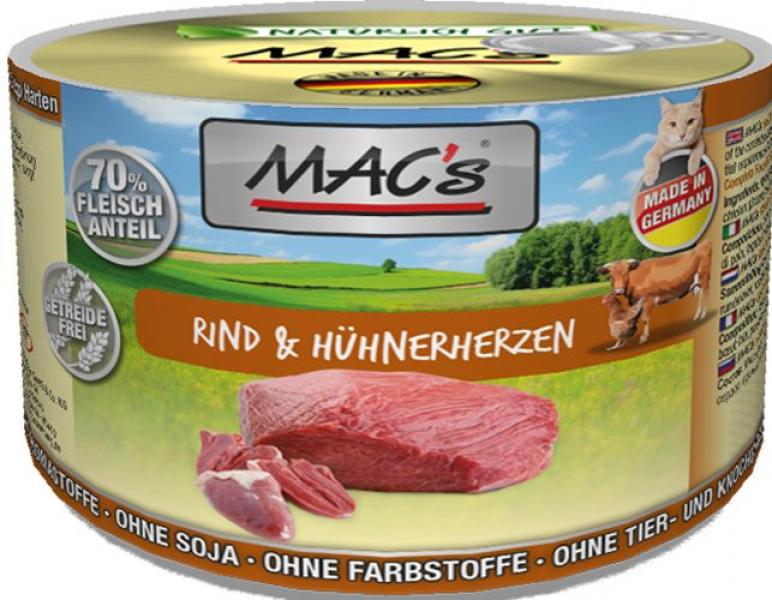 ARDEBO.de MACs Cat Rind & Hühnerherzen 200g