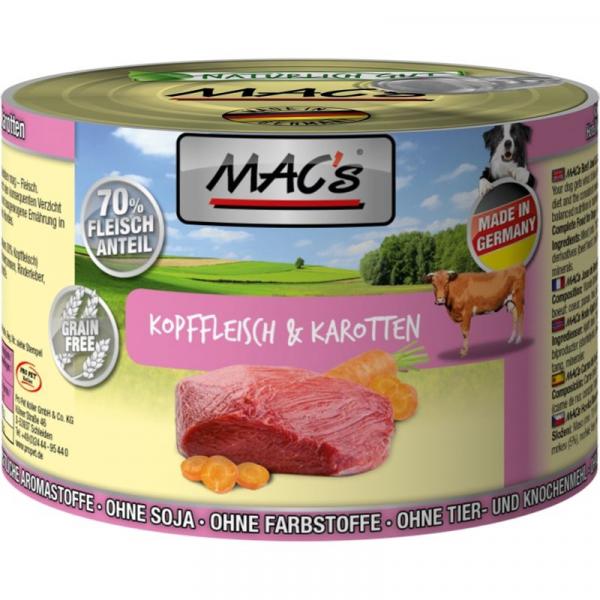 ARDEBO.de MACs Dog Kopffleisch & Karotten 200g