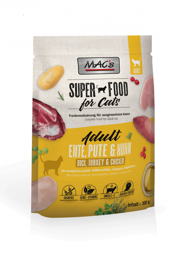 ARDEBO.de MACs Cat Adult Ente, Pute & Huhn 300g