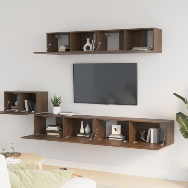 5-tlg. TV-Schrank-Set Braun Eichen-Optik Holzwerkstoff