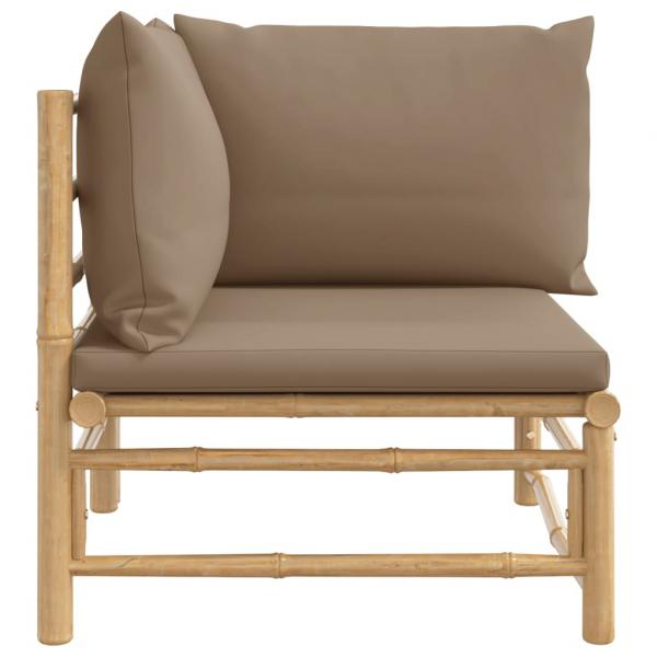 Garten-Ecksofa mit Taupe Kissen Bambus