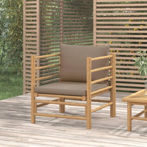 ARDEBO.de - Gartensessel mit Taupe Kissen Bambus