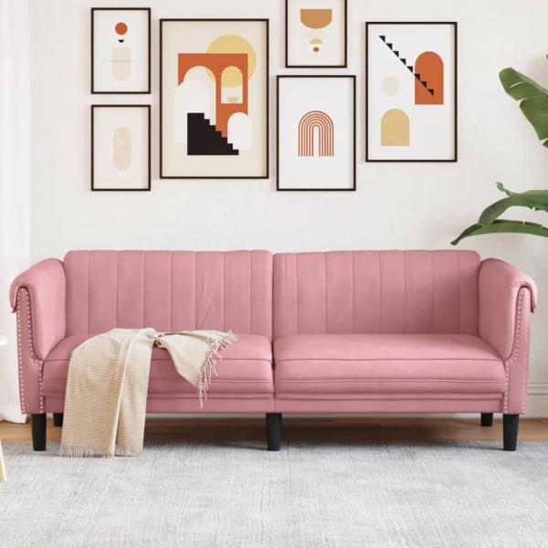 ARDEBO.de - Sofa 3-Sitzer Rosa Samt