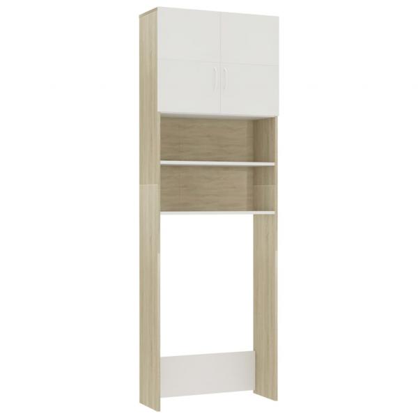 Waschmaschinenschrank Weiß Sonoma-Eiche 64x25,5x190 cm