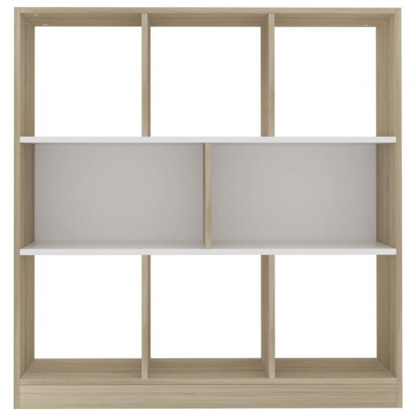 Bücherregal Weiß und Sonoma-Eiche 97,5x29,5x100cm Holzwerkstoff