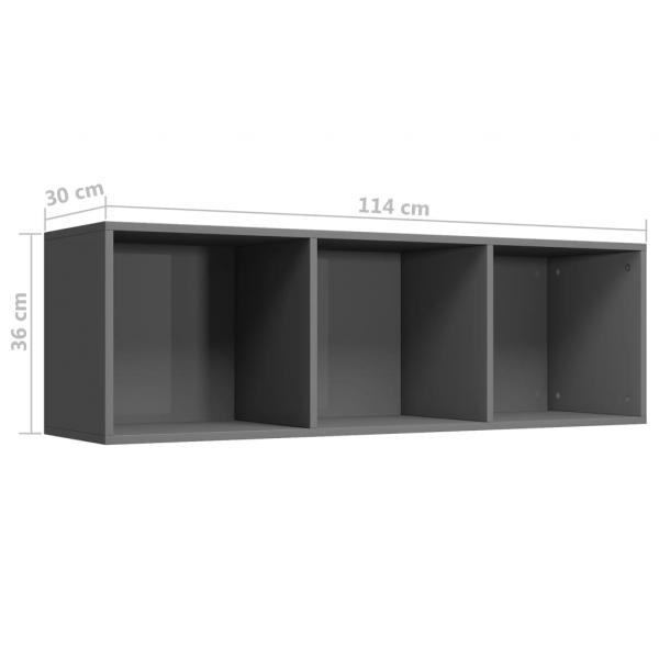 Bücherregal/TV-Schrank Hochglanz-Grau 36x30x114cm Holzwerkstoff