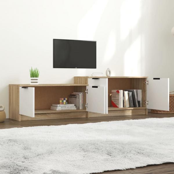 TV-Schrank Weiß und Sonoma-Eiche 158,5x36x45 cm Holzwerkstoff