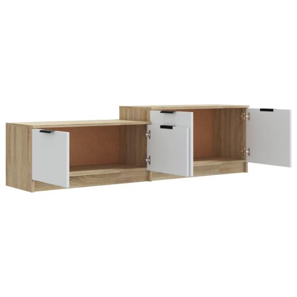 TV-Schrank Weiß und Sonoma-Eiche 158,5x36x45 cm Holzwerkstoff