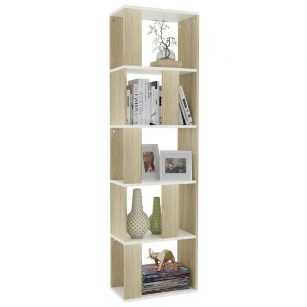 Bücherregal/Raumteiler Weiß Sonoma-Eiche 45x24x159 cm