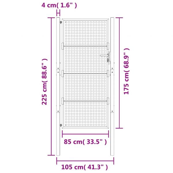 Gartentor Anthrazit 105x225 cm Stahl